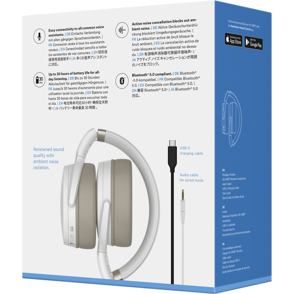 Sennheiser HD 450BT Wireless Noise Cancelling Headphones - White
