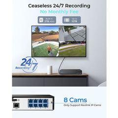 Reolink NVS8-12MD4 12MP 8-Ch PoE NVR Security System 4 Dome Cams - Black