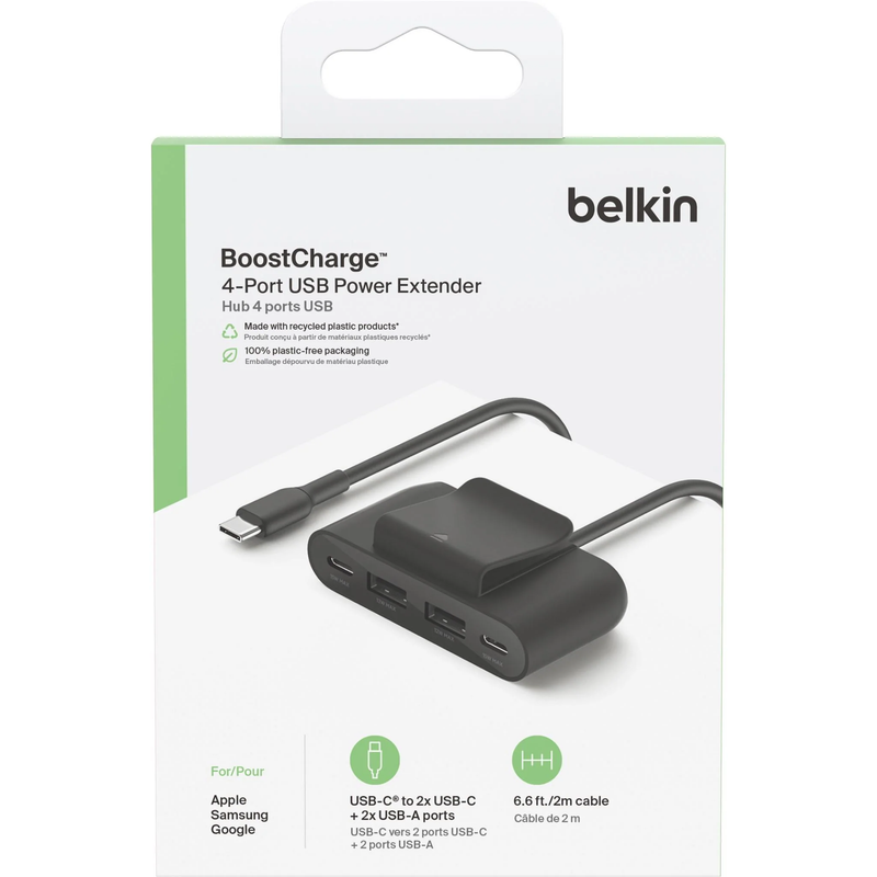 Belkin BoostUp Charge 4 Port USB Power Extender - Black