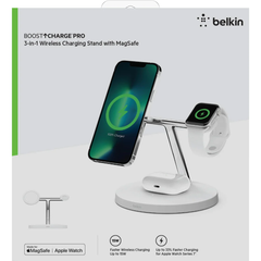 Belkin BoostUp Charge Pro 3-in-1 Charging Stand w/ MagSafe - White