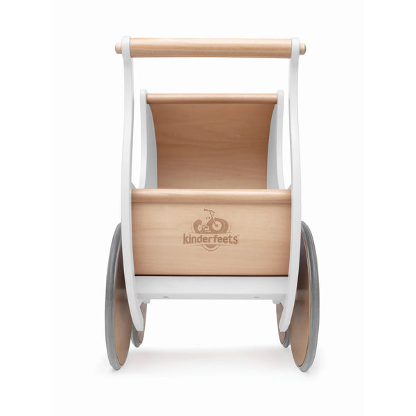 Kinderfeets 2 In 1 Wooden Baby Walker & Doll Pram - White