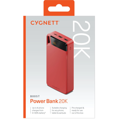 Cygnett ChargeUp Boost 4 20000mAh Power Bank - Red