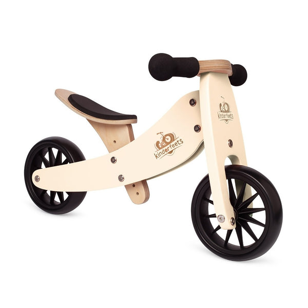 Kinderfeets Tiny Tot 2-in-1 Wooden Balance Bike & Trike – Cream