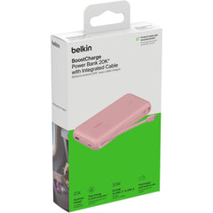 Belkin BoostCharge Power Bank 20K with Integrated Cable - Pink