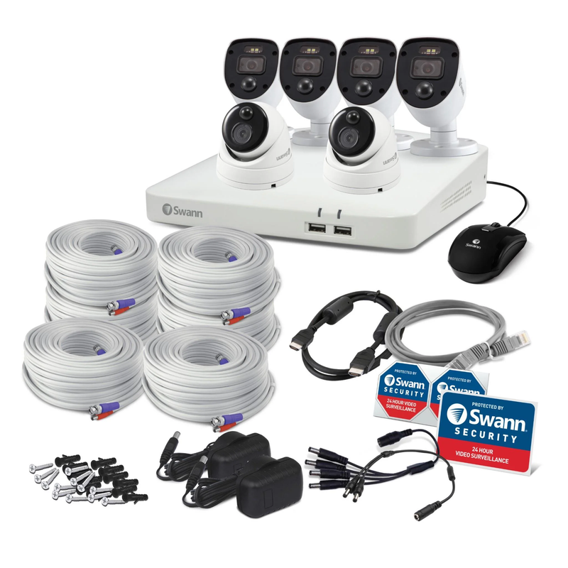 Swann Enforcer 1080p FHD DVR Security System (8 Ch/6 Cameras) - Steel Oak