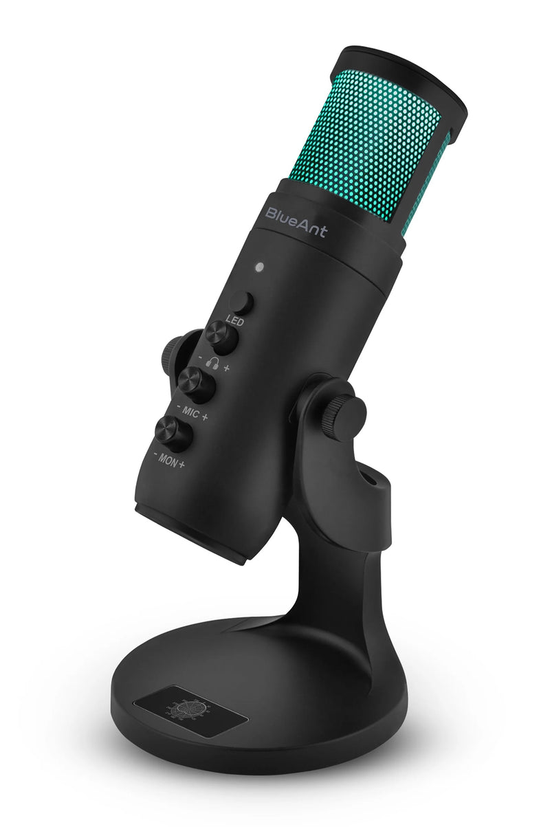 BlueAnt StreamX USB Microphone with LED Lights – Black