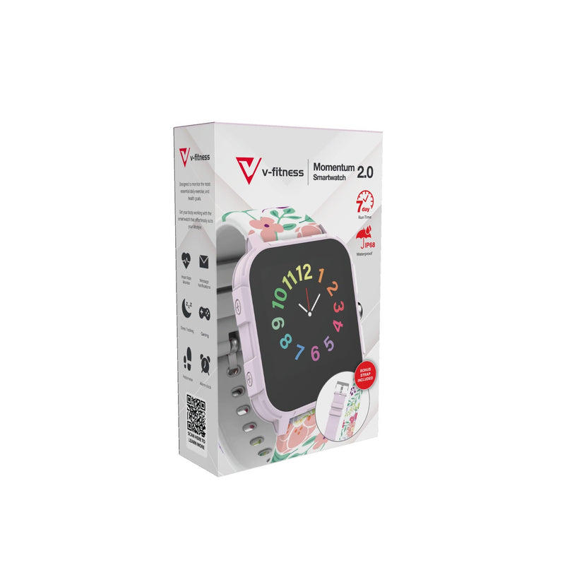 V-Fitness Momentum 2.0 Smartwatch with Health Tracking - Purple Flower