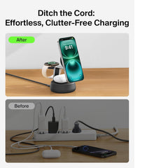 Belkin UltraCharge Pro 3-in-1 Magnetic Qi2 25W Charging Dock - Charcoal