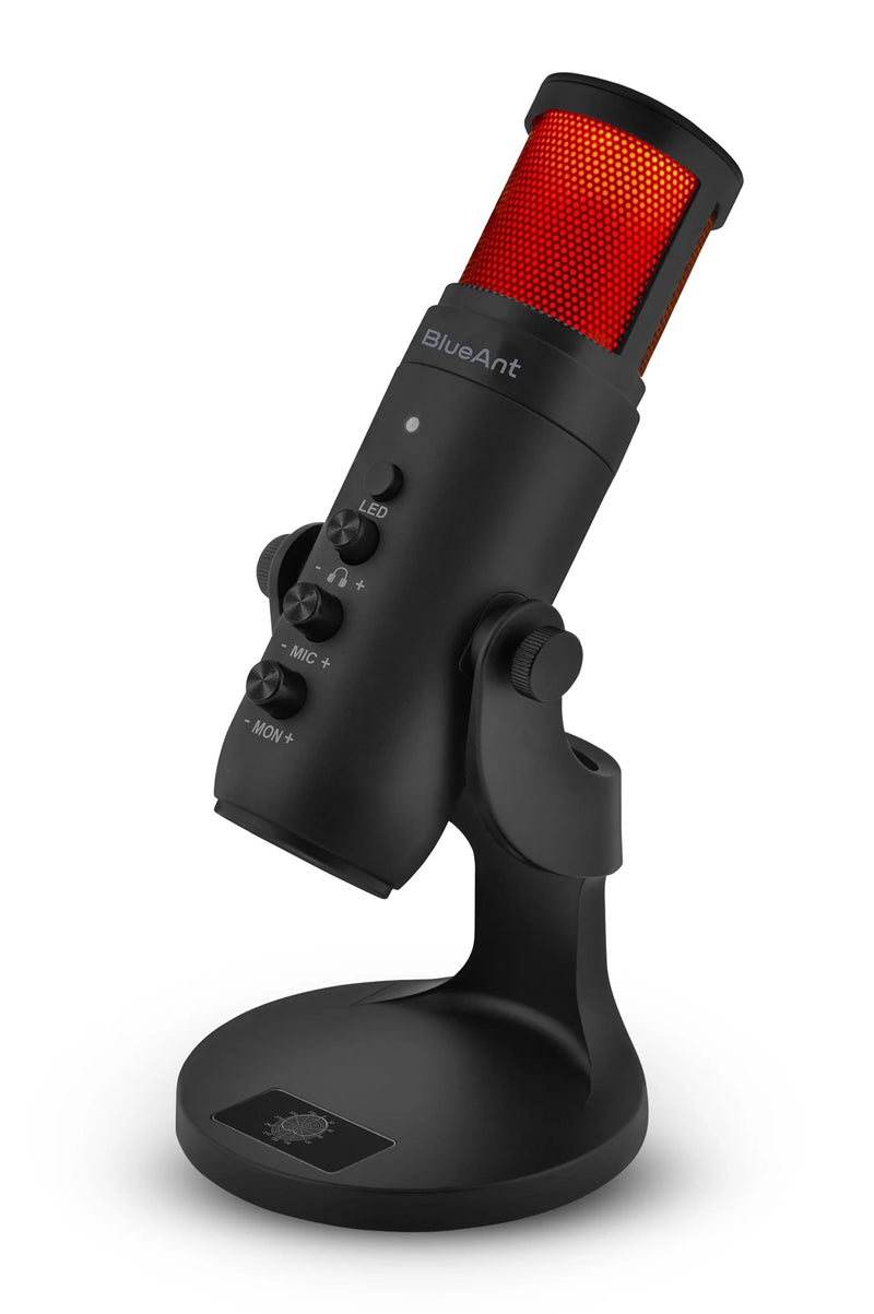 BlueAnt StreamX USB Microphone with LED Lights – Black