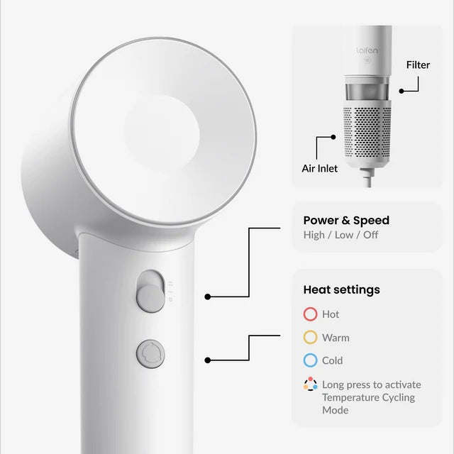 Laifen SE High Speed Hair Dryer - Pearl White