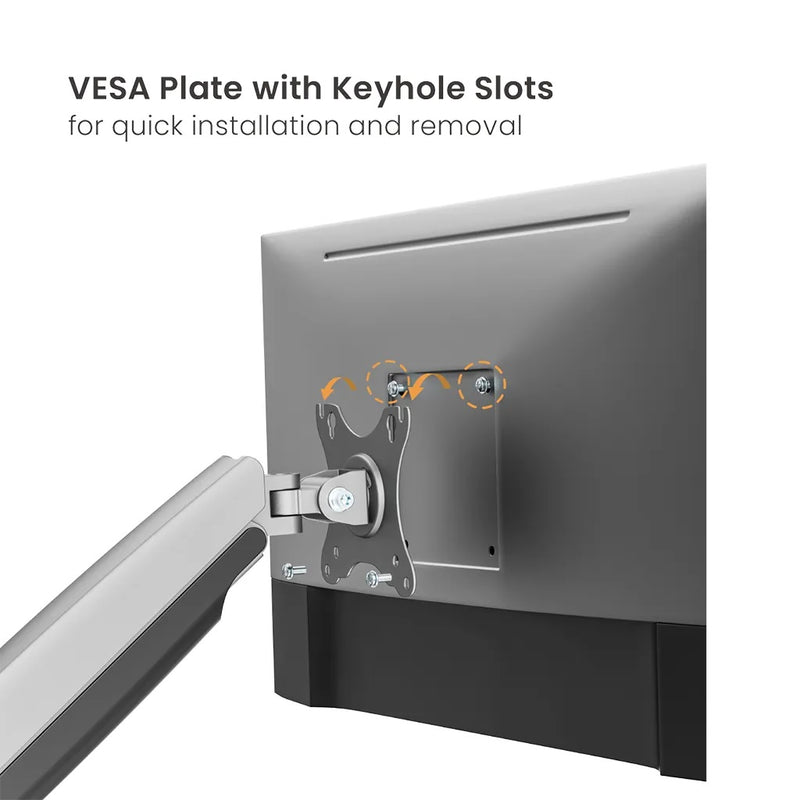 Brateck Dual Screen Monitor Arm with USB Ports 17"-35" - Silver