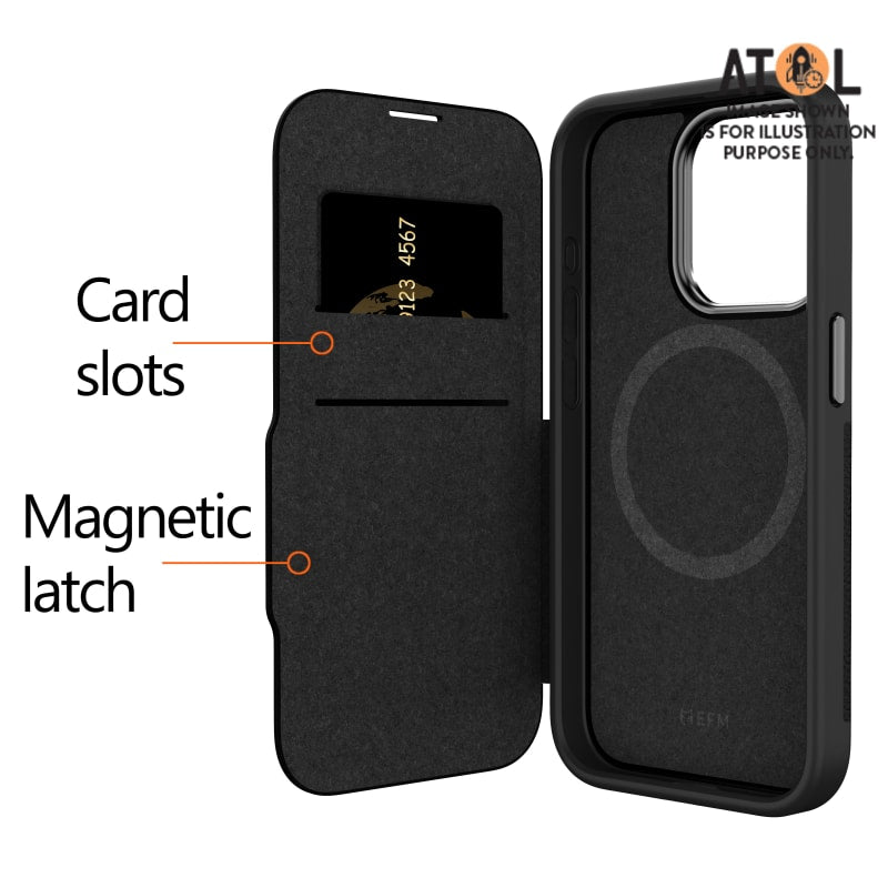 EFM Monaco Wallet Case Armour iPhone 15 Pro Max - Black/Space Gray