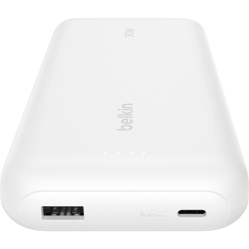 Belkin BoostCharge Power Bank 20K w/ Integrated USB-C Cable - White