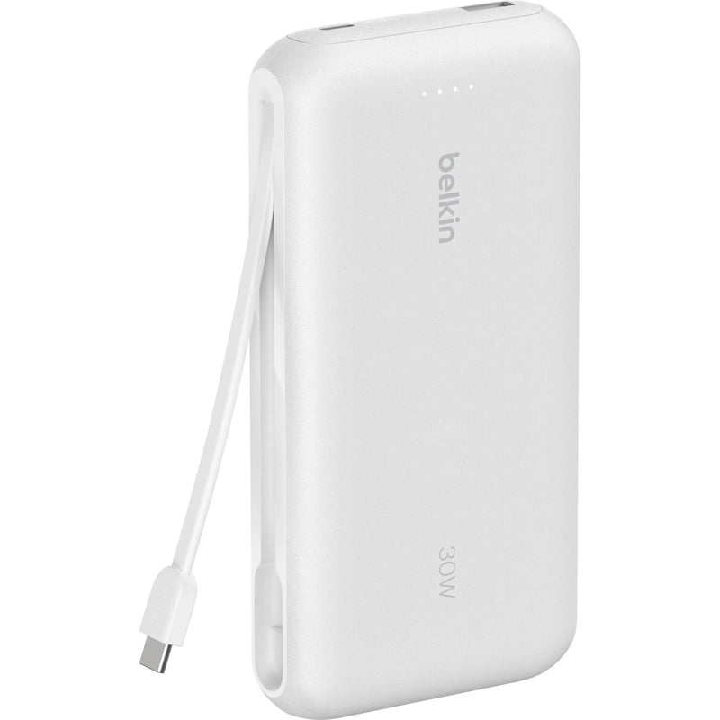 Belkin BoostCharge Power Bank 20K w/ Integrated USB-C Cable - White