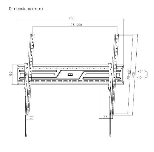 Brateck Large Screen Tilt TV Mount For 43"-100" - Black