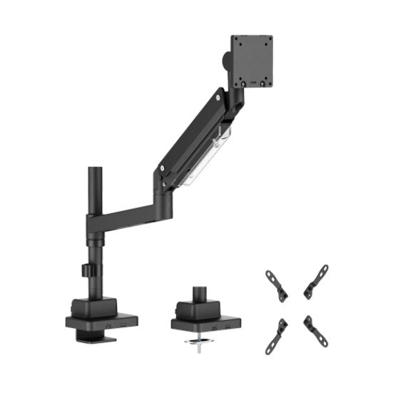 Brateck Heavy-Duty Pole Gas Spring Monitors Arm 24"–57" - Matte Black