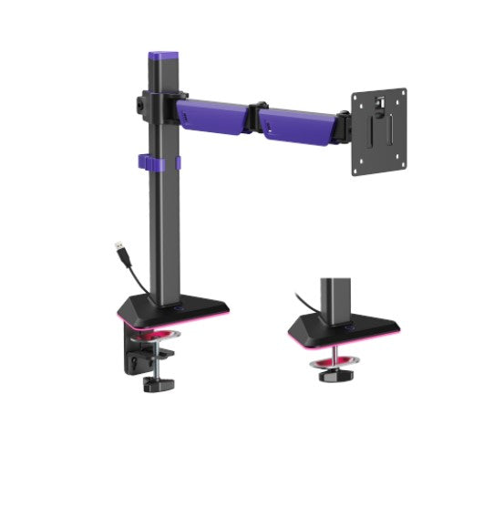 Brateck Articulating RGB Lighting Gaming Monitor Arm 17"- 40" - Black
