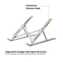 Brateck Portable 6 Level Adjustable Alum Laptop Riser 11”-15” - Silver