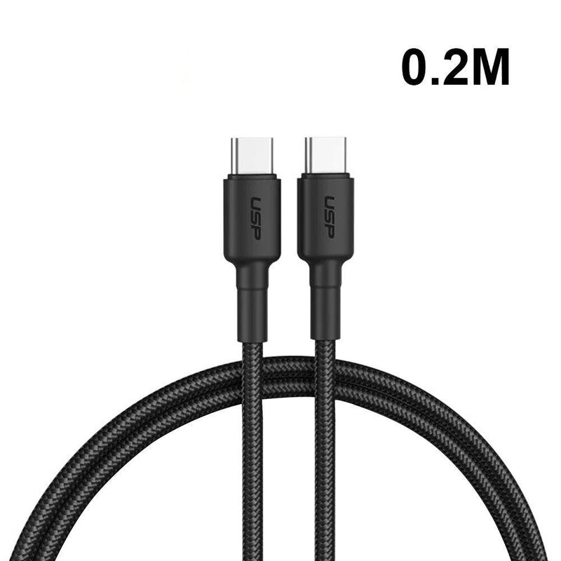 USP BoostUp Braided USB-C to USB-C Cable(0.2M) 3A Fast - Black