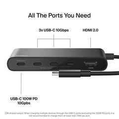 Belkin Connect USB-C to 5-Port USB-C Hub - Black