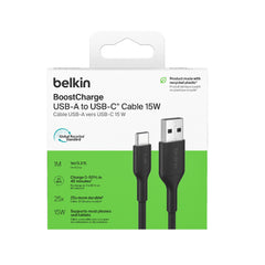 Belkin BoostCharge 15W USB-A to USB-C Cable (1M) - Black