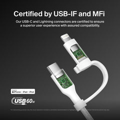 Belkin BoostCharge Pro 2-in-1 USB-C to USB-C/ Lightning (1.5M) - White