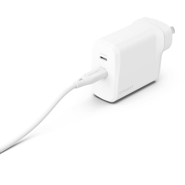 Cygnett PowerPlus 60W Dual Port USB-C PD Fast Wall Charger -White