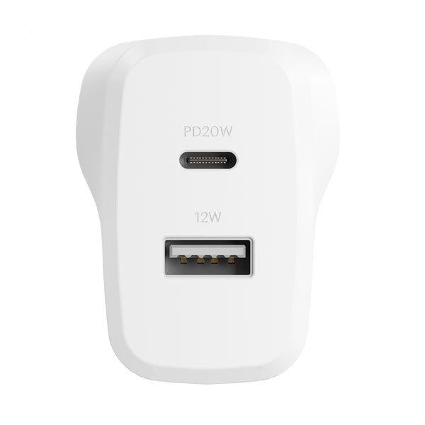 Cygnett PowerPlus 32W Dual Port PD Fast Wall Charger - White