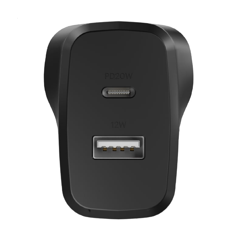 Cygnett PowerPlus 32W Dual Port PD Fast Wall Charger - Black