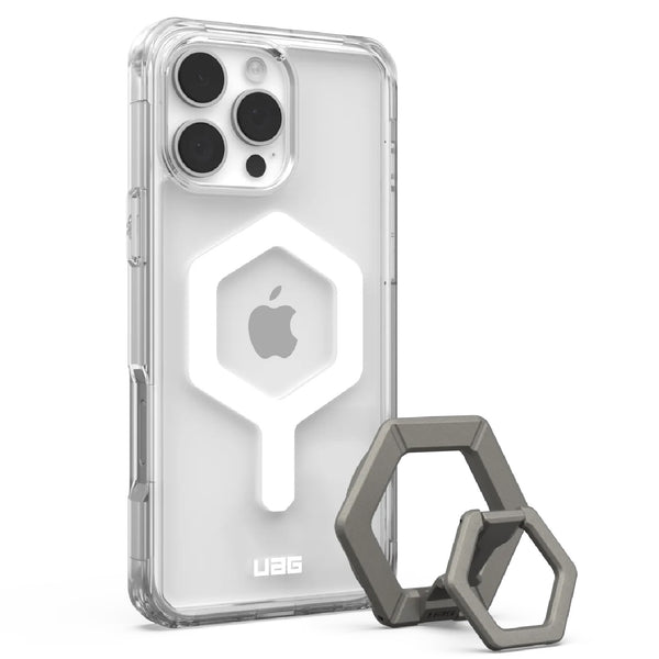 UAG Plyo Magsafe Case For iPhone 16 Pro Max - Ice White/Titanium Stand