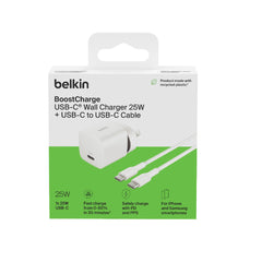 Belkin BoostCharge 25W USB-C Wall Charger w/ USB-C Cable (1M) - White