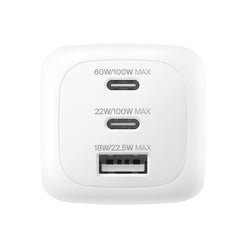 Belkin BoostCharge Pro 100W 3-Port GaN Wall Charger - White