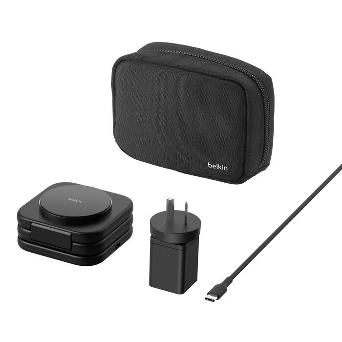 Belkin 3-in-1 BoostCharge Pro Qi2 Travel Pad 36W Charger/Cable - Black