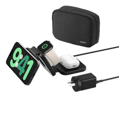 Belkin 3-in-1 BoostCharge Pro Qi2 Travel Pad 36W Charger/Cable - Black