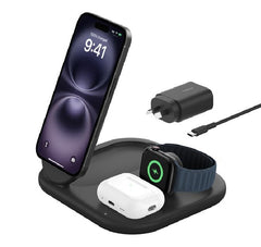 Belkin BoostCharge 3-in-1 Magnetic Foldable Wireless Charger - Black