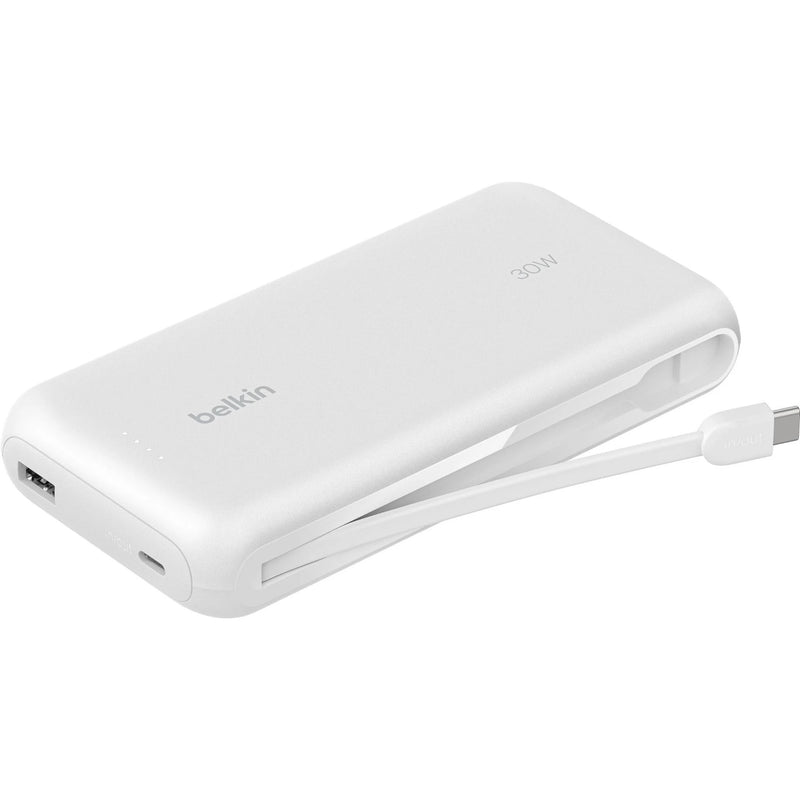Belkin BoostCharge Power Bank 20K w/ Integrated USB-C Cable - White