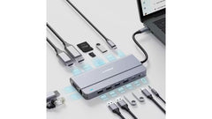 mbeat Elite X14 Triple 4K Display Multi-Port USB-C Hub - Grey