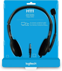 Logitech H111 Single 3.5mm Jack Strereo Headset - Black