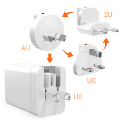 STM 65W Travel GaN Charger 3-Port (AU, EU, US, UK) USB-C/A - White