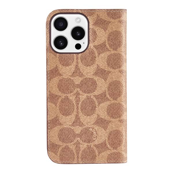 Coach Folio Case For iPhone 16 Pro Max - Signature Tan