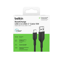 Belkin BoostCharge USB-C to USB-A Cable 15cm 15W – Black
