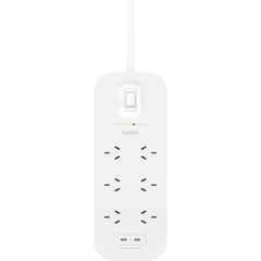 Belkin Connect 6-Outlet Surge Protector w/ Dual USB-C 30W - White