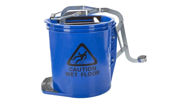Cleanlink Heavy Duty Mop Bucket Metal Wringer 16 Litre - Blue