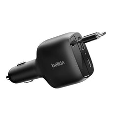 Belkin BoostCharge 75W Retractable Car Charger - Black