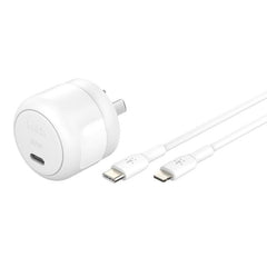 Belkin BoostCharge Compact 30W USB-C Wall Charger w/ Lightning Cable- White
