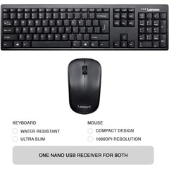 Lenovo 100 Wireless Keyboard and Mouse Combo - Black