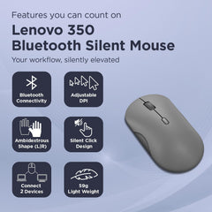 Lenovo 350 Bluetooth Silent Mouse Dual Device - Luna Grey