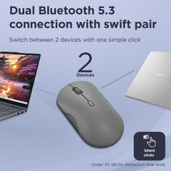 Lenovo 350 Bluetooth Silent Mouse Dual Device - Luna Grey