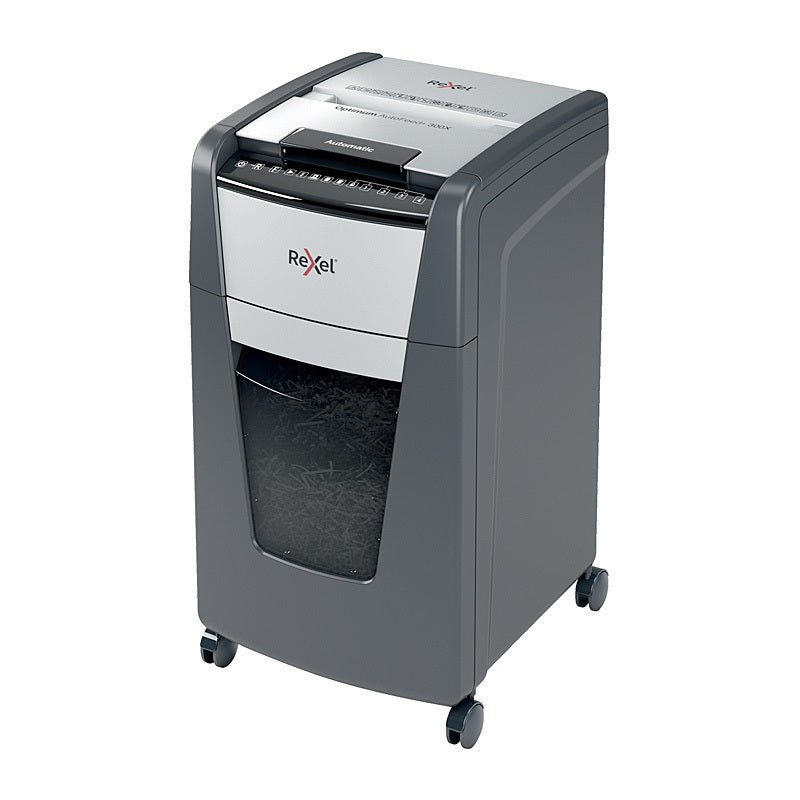 Rexel Optimum Autofeed Shredder 300X Cross Cut - Black/Grey