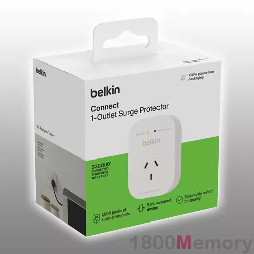 Belkin 1-Outlet 1800 J Surge Protection - White